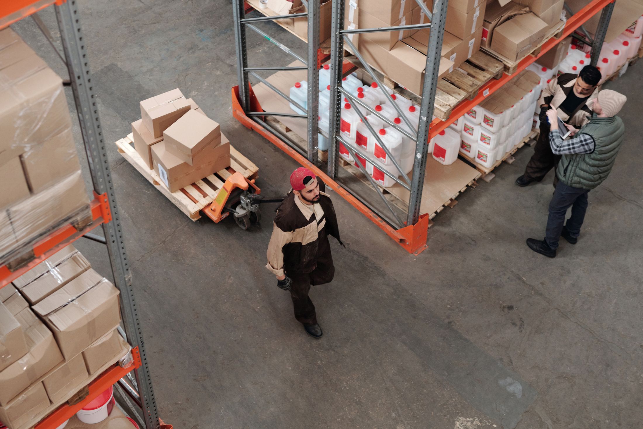 Warehouse shelving and boxed goods